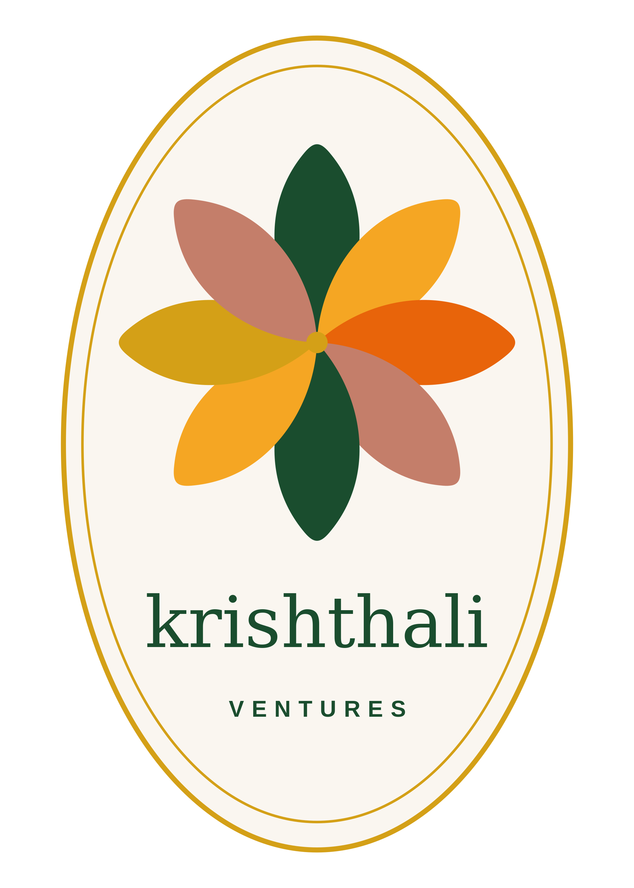 KrishThali Ventures master logo — oval thali plate with multi-color floral symbol